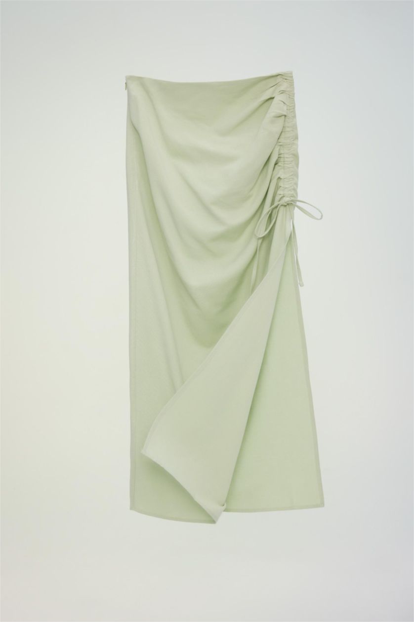 WOMAN Mint A Cut linen Maxi Skirt