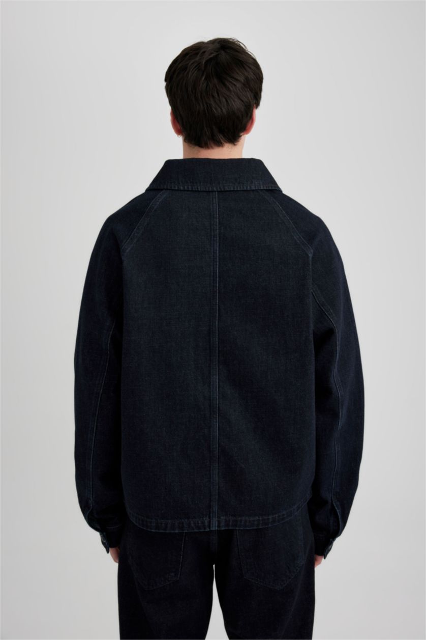 HOMME Bleu Foncé Jacket en Jean à coupe régulière