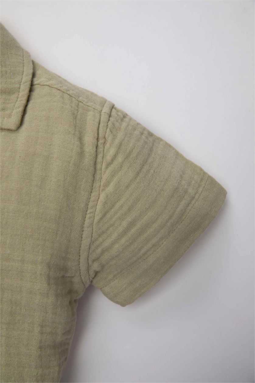 Малыши мальчики Светло-зеленый Рубашка с коротким рукавом для малышей мальчиков