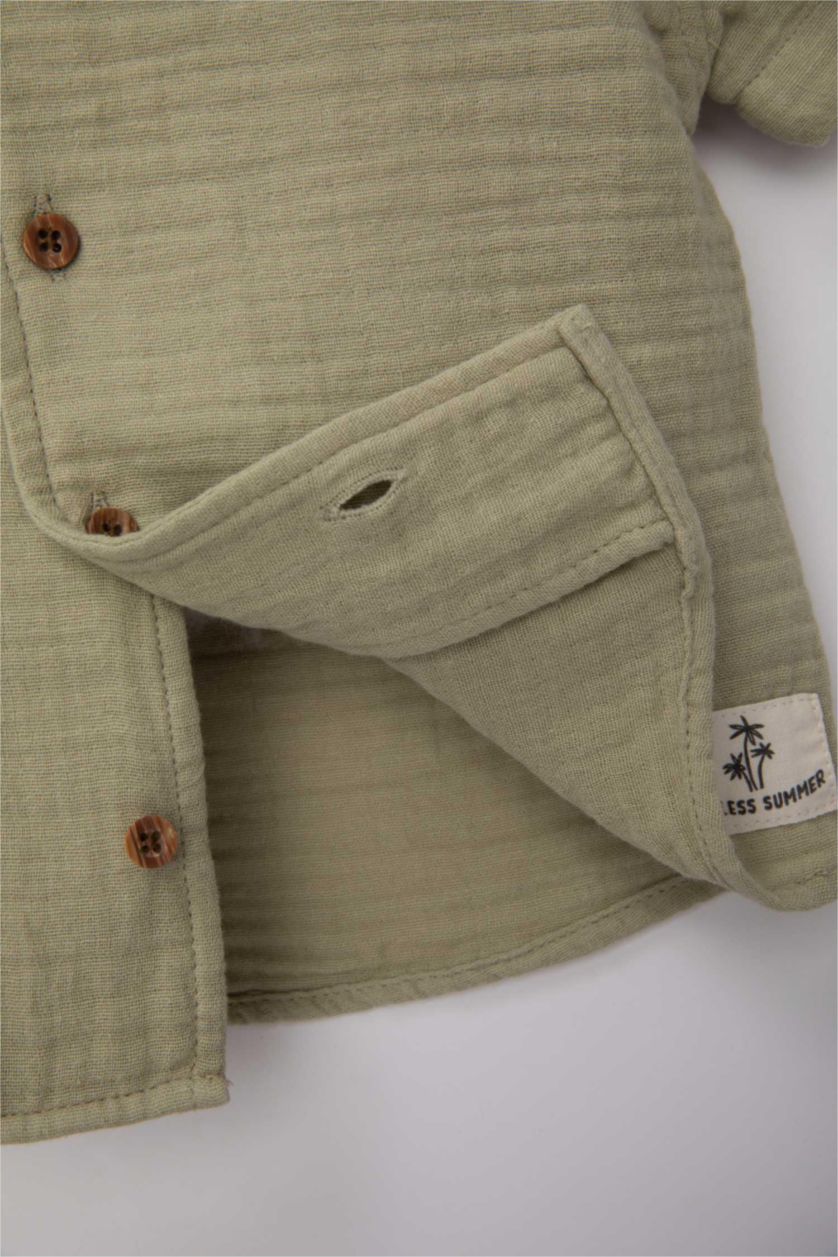 Малыши мальчики Светло-зеленый Рубашка с коротким рукавом для малышей мальчиков