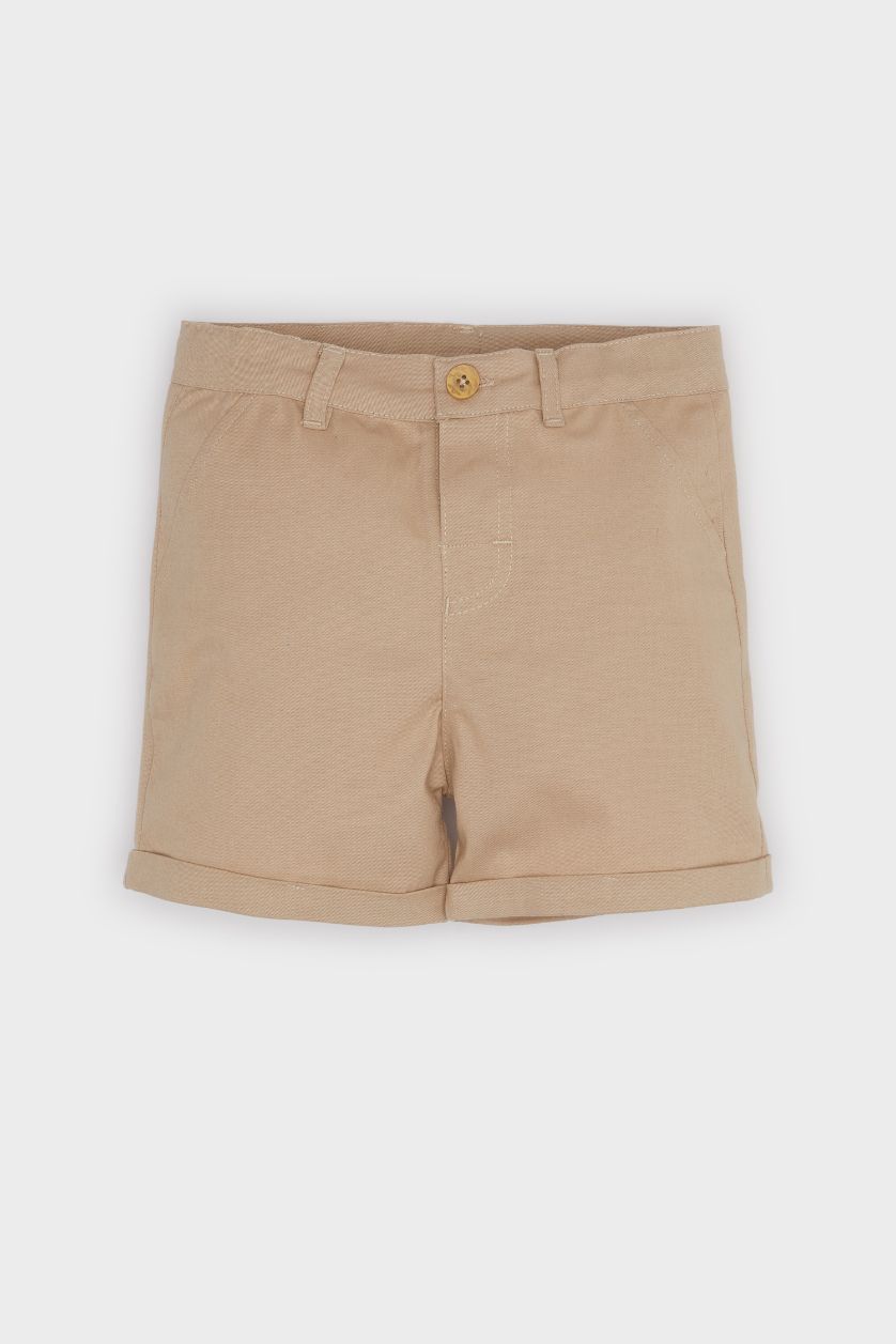 طفل صغير كاكي فاتح طقم بيبي اولادي شورت وتيشيرت بولو قصة عادية - قطعتين