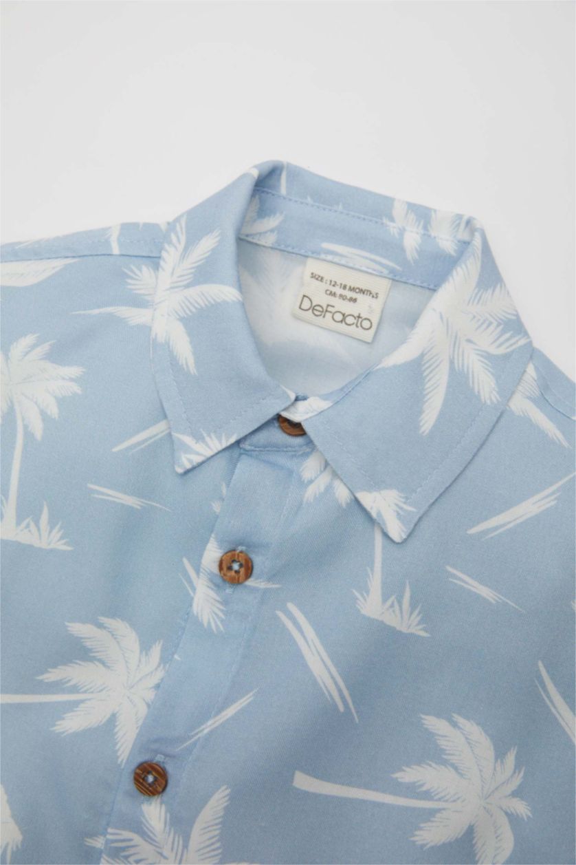 Baby Boy Light Blue Baby Boy Shirt Collar Short Sleeve Shirt