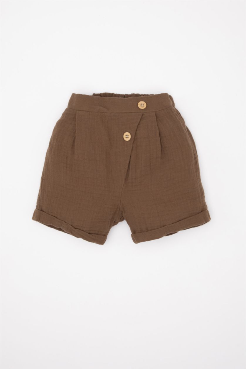 BABY BOY Light Stone Baby Boy Muslin Short Sleeve T-Shirt Shorts 2 Piece Set