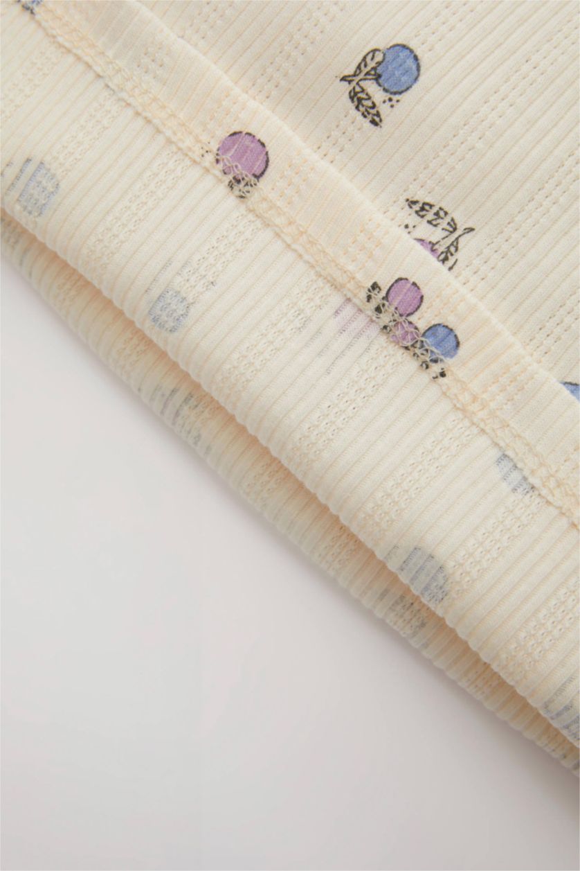 Baby Girl Ecru Baby Girl Fruit Patterned 2 Piece Pajama Set