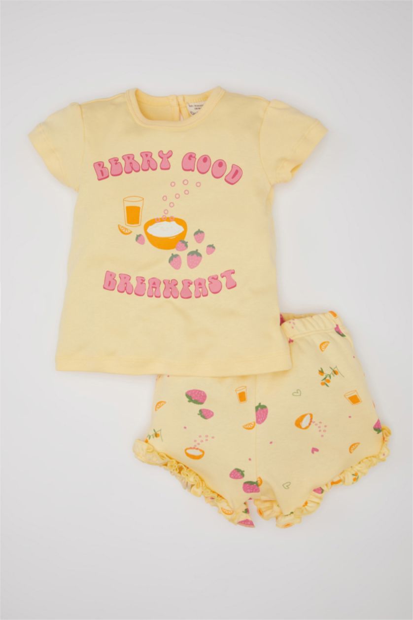 BABY GIRL Light Yellow Baby Girl Printed 2 Piece Pajama Set