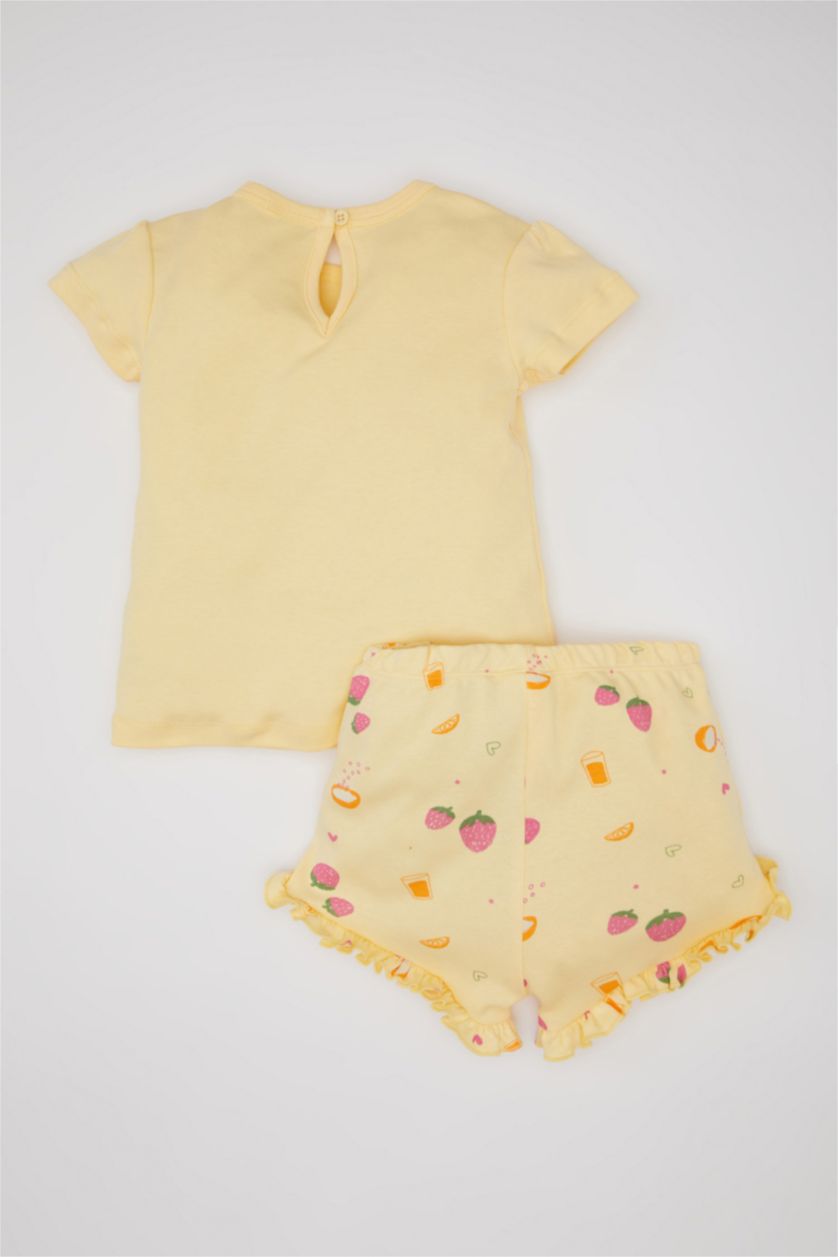 BABY GIRL Light Yellow Baby Girl Printed 2 Piece Pajama Set