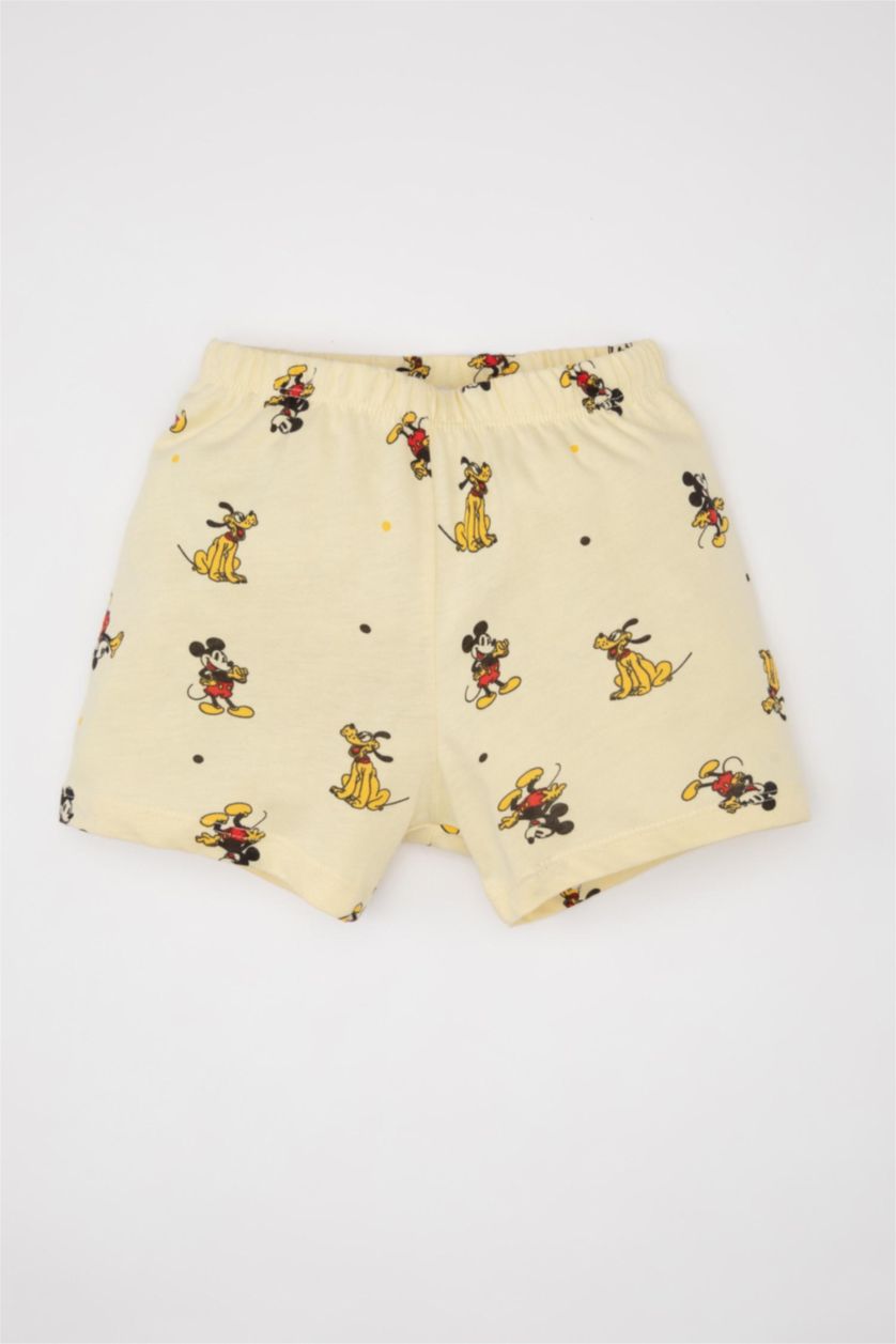 Baby Boy Light Yellow Baby Boy Disney Mickey & Minnie Short Sleeve Cotton 2 Piece Pajama Set