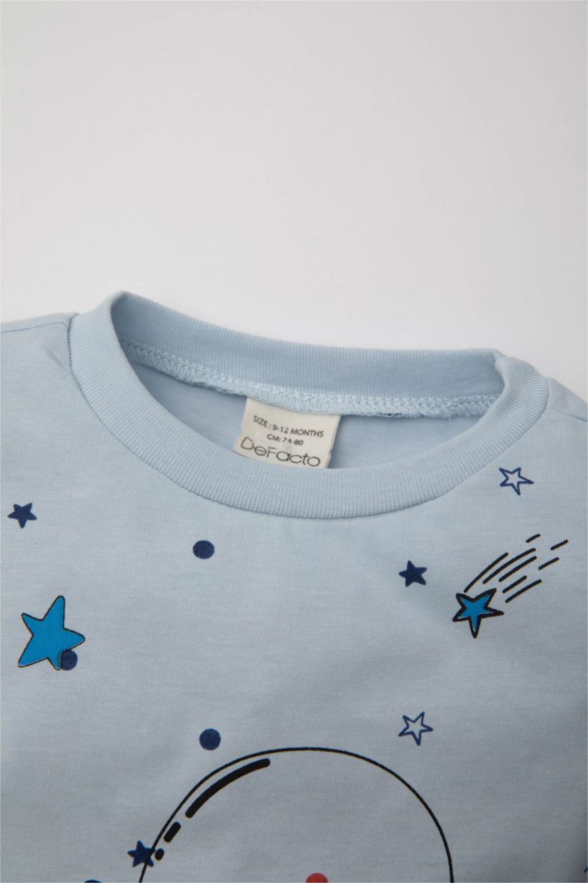 BABY BOY Light Blue Baby Boy Printed Cotton 2 Piece Pajama Set