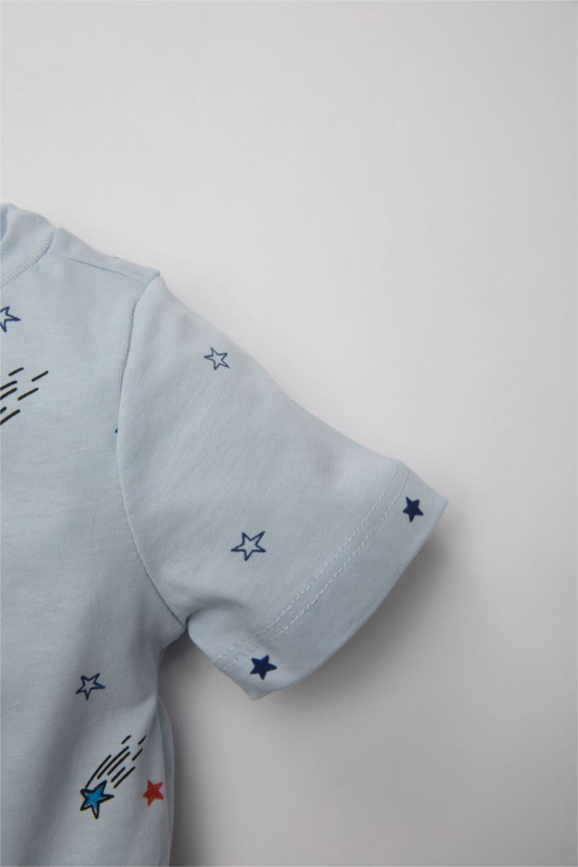 BABY BOY Light Blue Baby Boy Printed Cotton 2 Piece Pajama Set