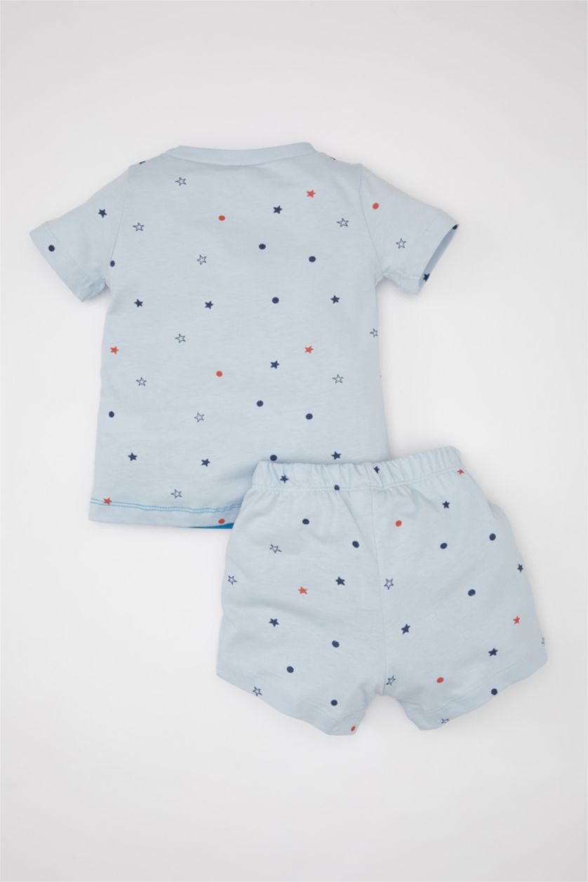 BABY BOY Light Blue Baby Boy Printed Cotton 2 Piece Pajama Set