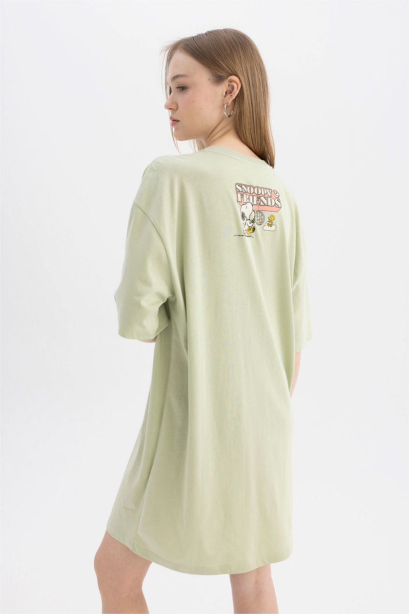 FEMME Vert Clair Mini Robe imprimée à Manches Courtes Col Rond