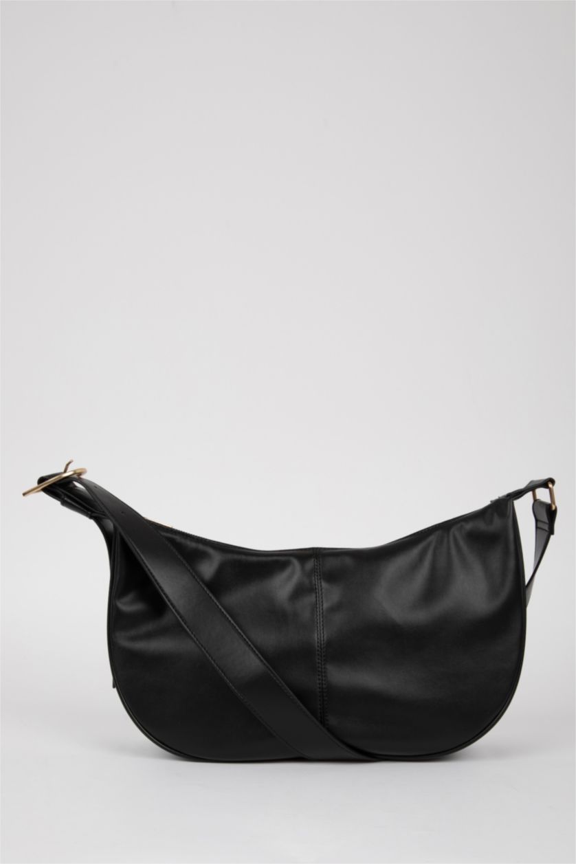 Kadın Siyah Suni Deri Çapraz Çanta