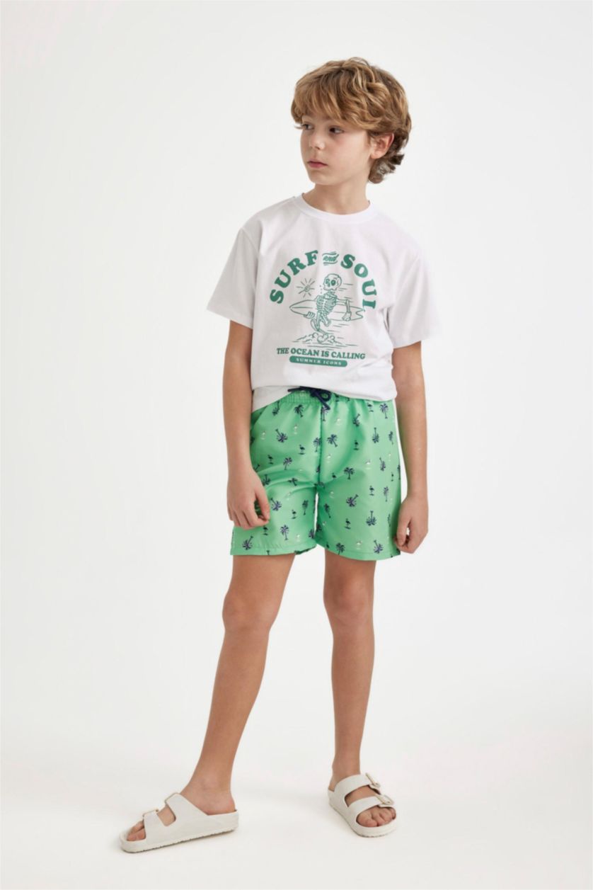 Boys & Teens Mint Boy Patterned Swim Shorts