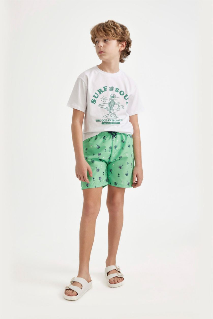Boys & Teens Mint Boy Patterned Swim Shorts