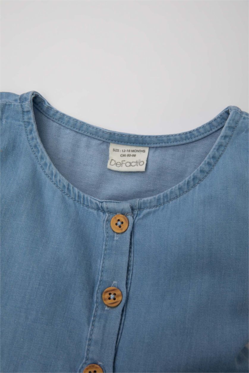 Baby Girl Blue Regular Fit Sleeveless Denim Dress