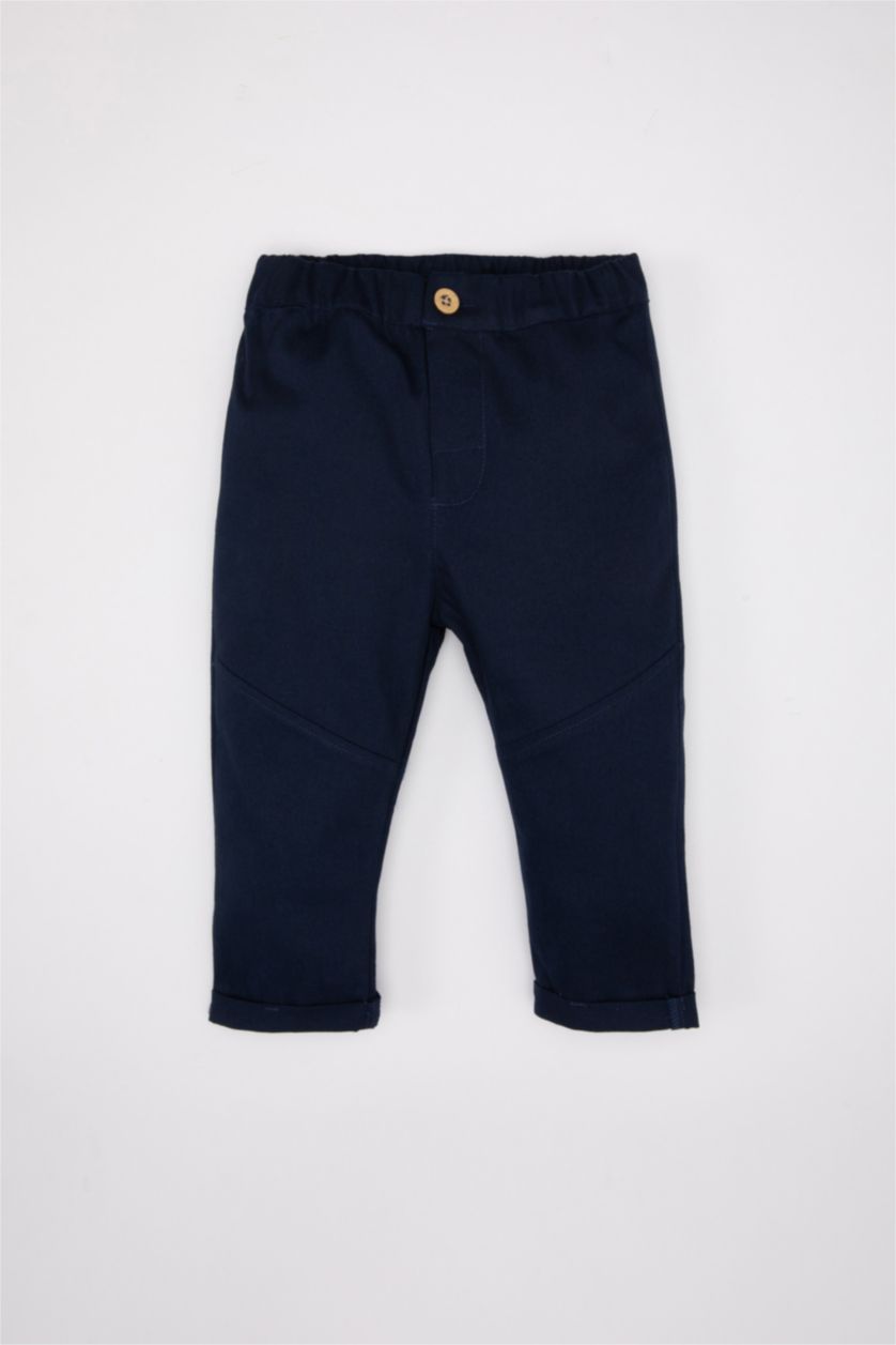 Erkek Bebek Lacivert Erkek Bebek Kareli Twill Gömlek Pantolon 2'li Takım