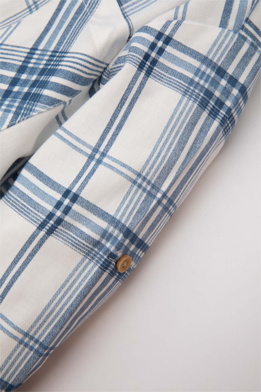 Erkek Bebek Lacivert Erkek Bebek Kareli Twill Gömlek Pantolon 2'li Takım