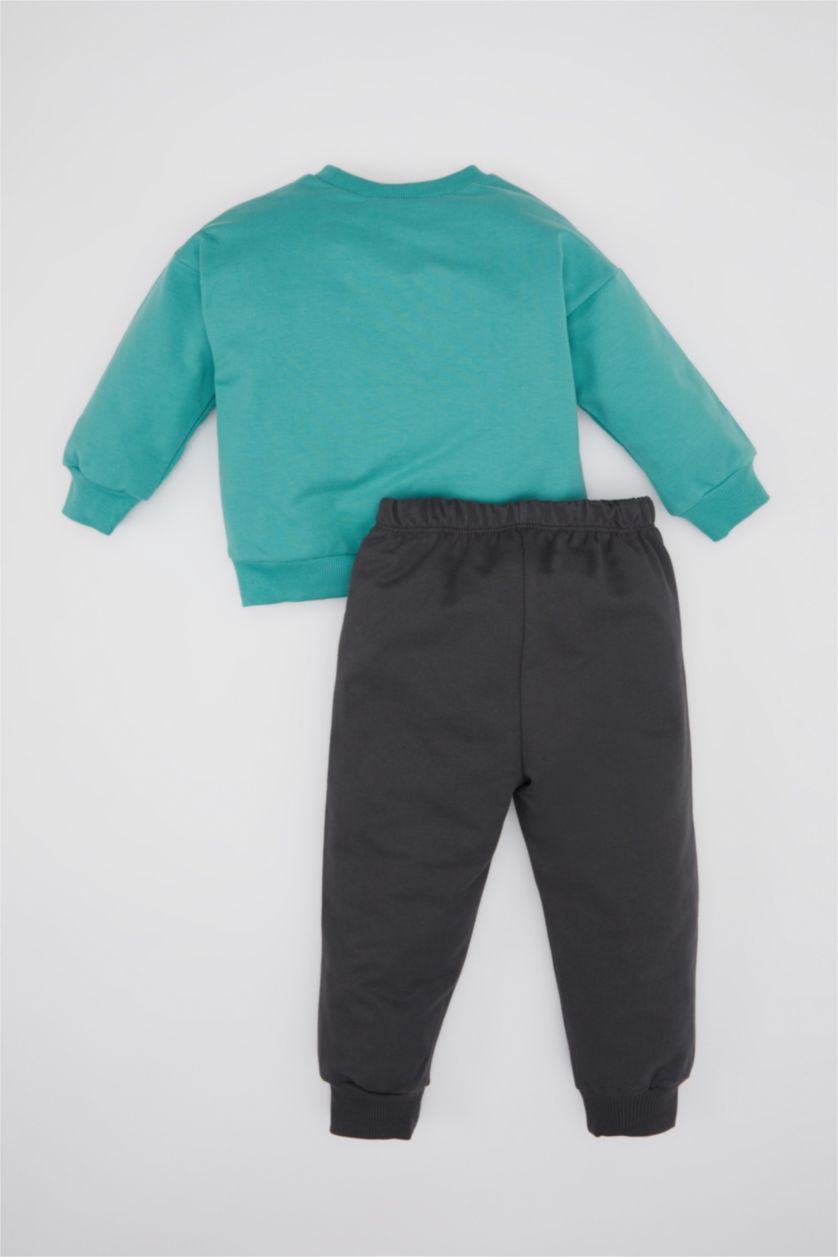 BABY BOY Green طقم قماش رقيق قصة عادية