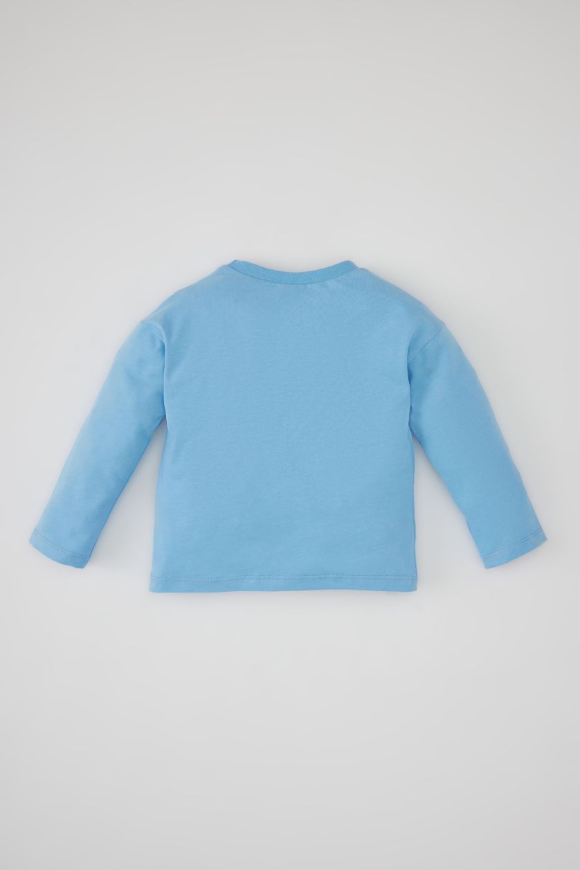 BABY BOY Blue Baby Boy Regular Fit Crew Neck Tiger Pattern T-Shirt