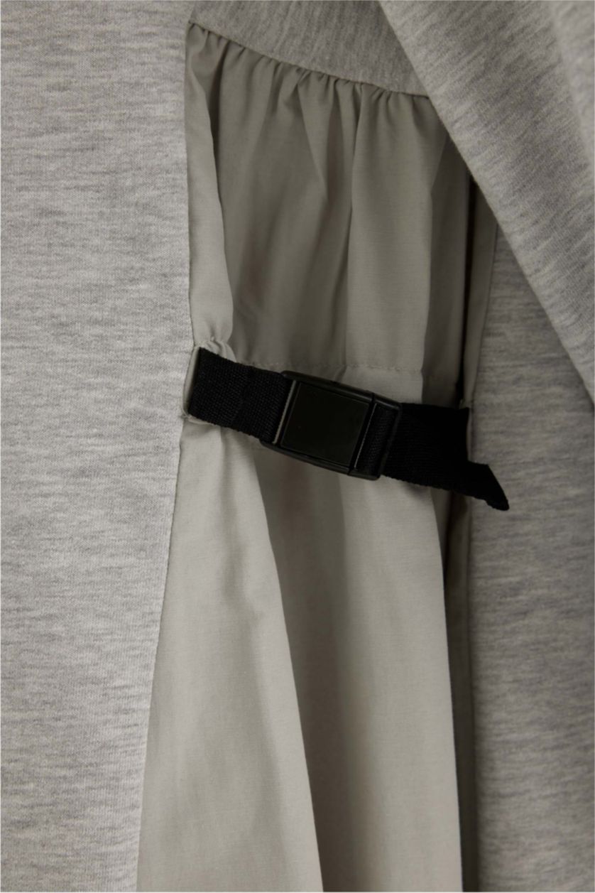 Kadın Optik Gri Melanj Penye Elbise