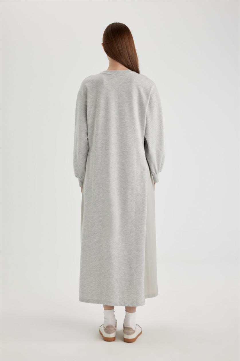 Kadın Optik Gri Melanj Penye Elbise