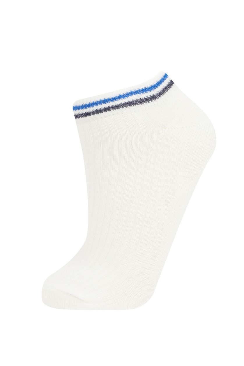 Erkek Çocuk - Genç Erkek Beyaz Erkek Çocuk 5'li Pamuklu Patik Çorap