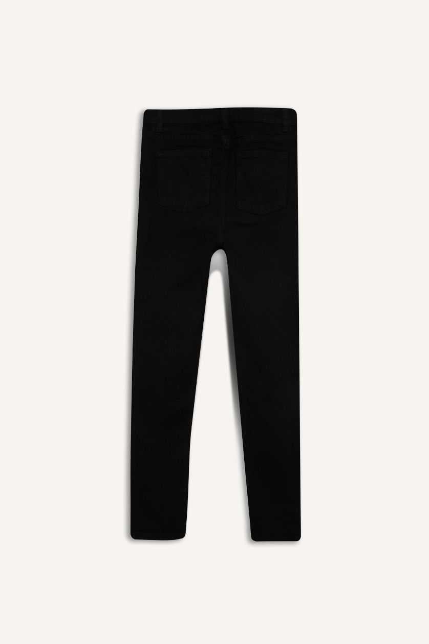 Erkek Çocuk - Genç Erkek Siyah Okul Slim Fit Dar Kesim Düz Paça Jean Pantolon Erkek Çocuk