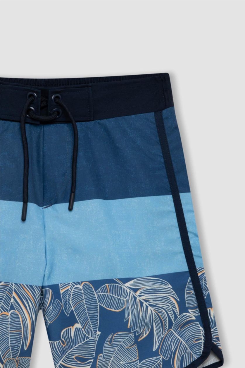 Erkek Çocuk - Genç Erkek Lacivert Desenli Deniz Şortu Erkek Çocuk