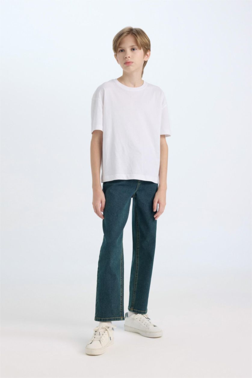 BOYS & TEENS Dark Green Boy Straight Fit Straight Leg Jeans