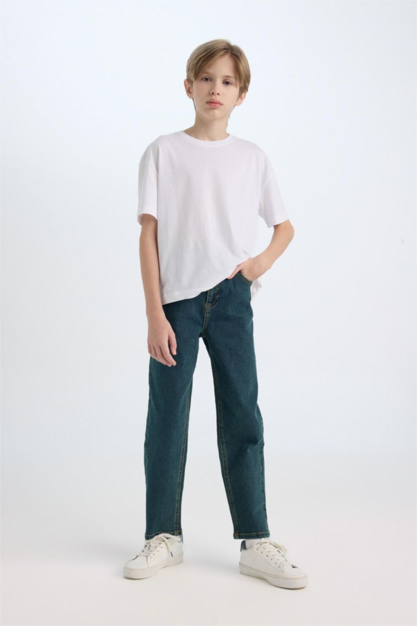 BOYS & TEENS Dark Green Boy Straight Fit Straight Leg Jeans