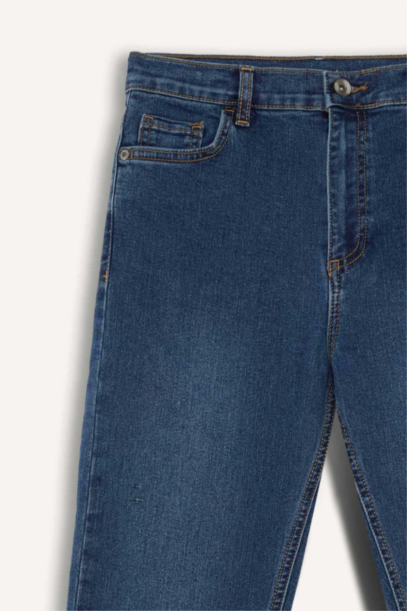 Erkek Çocuk - Genç Erkek Mavi Erkek Çocuk Loose Fit Düz Paça Basic Düz Jean Pantolon