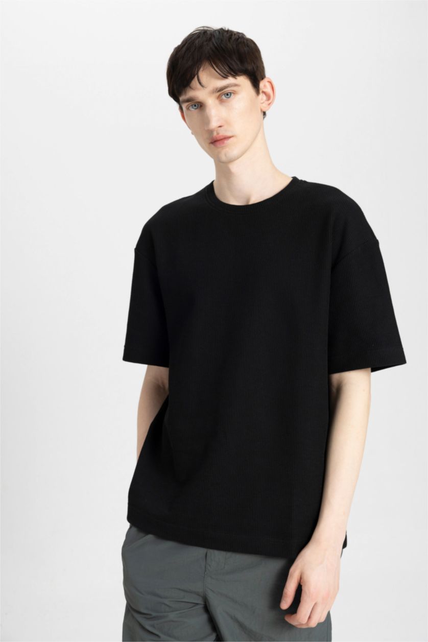 MAN Black Relax Fit Crew Neck Short Sleeve T-Shirt