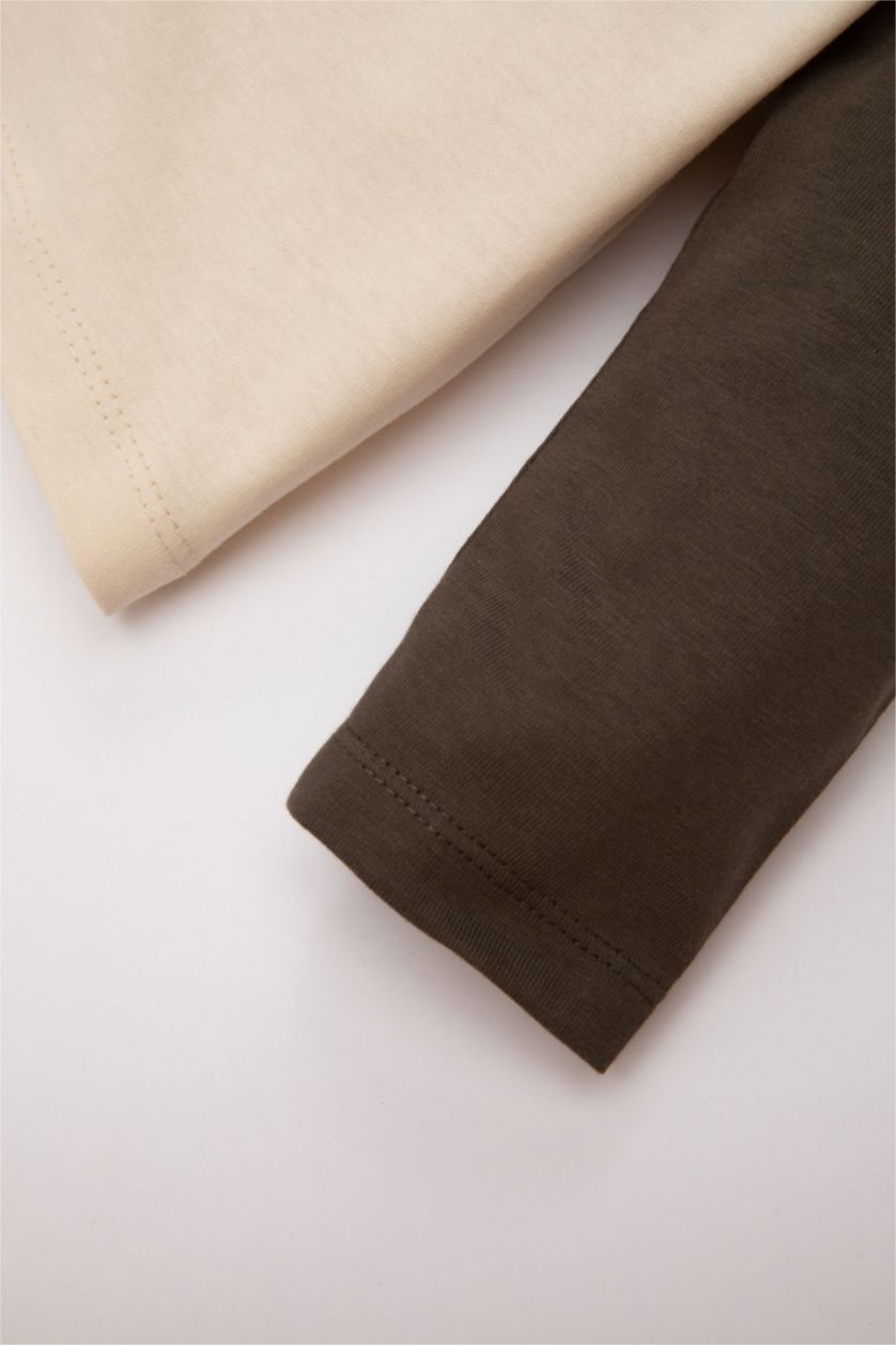 BÉBÉ GARÇON Beige Clair Ensemble de T-Shirt imprimé à Manches Longues et Pantalon pour Bébé Garçon