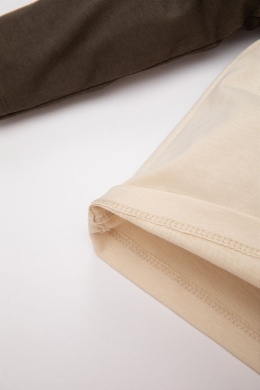 BÉBÉ GARÇON Beige Clair Ensemble de T-Shirt imprimé à Manches Longues et Pantalon pour Bébé Garçon