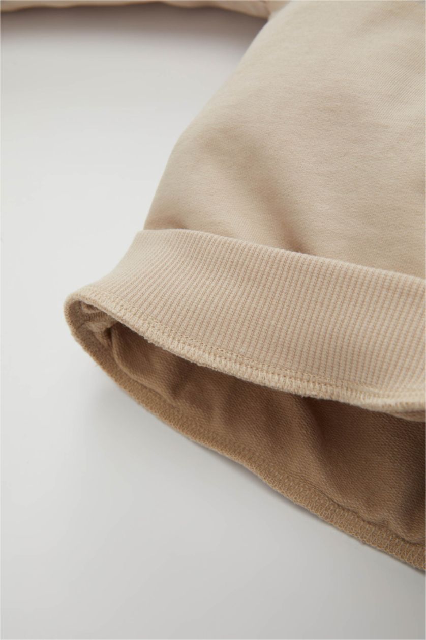 BABY BOY Beige طقم قماش رقيق قصة عادية