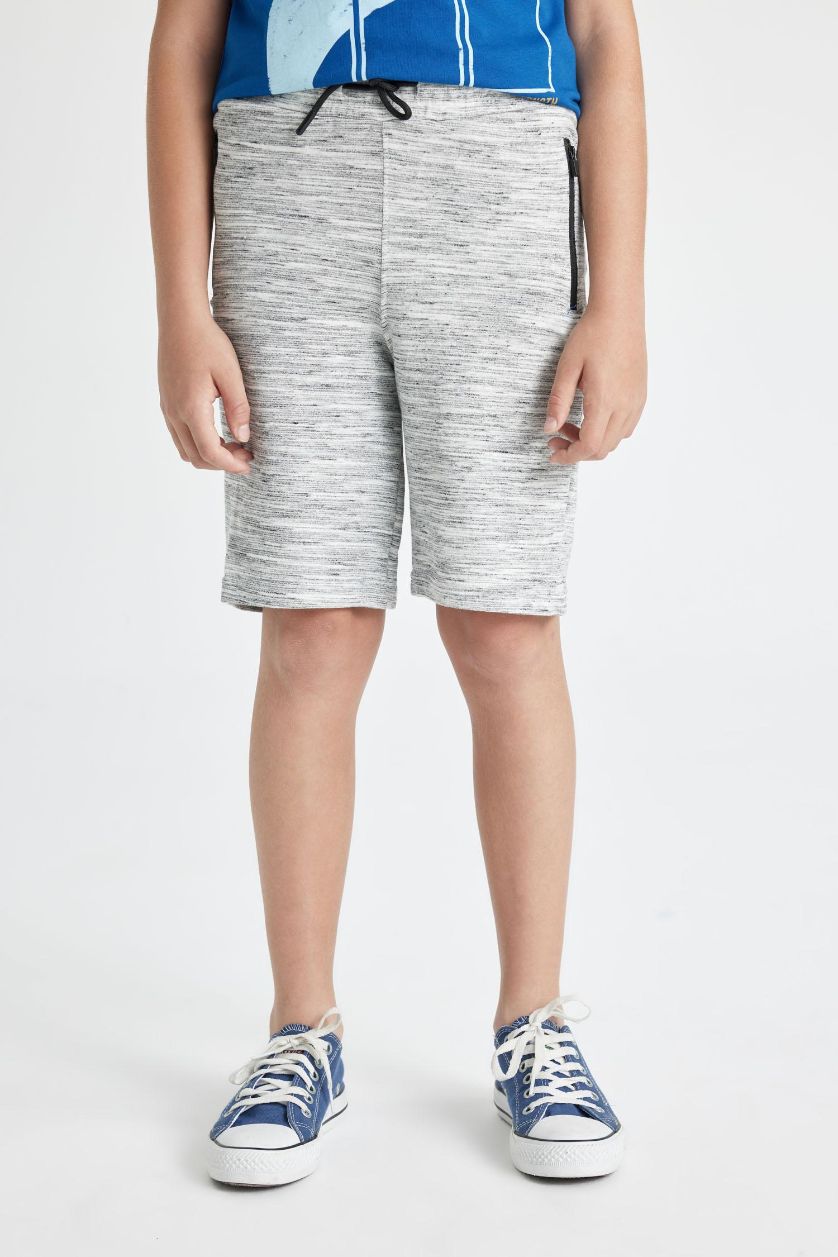 Erkek Çocuk - Genç Erkek Gri Erkek Çocuk Fermuar Cepli Şort