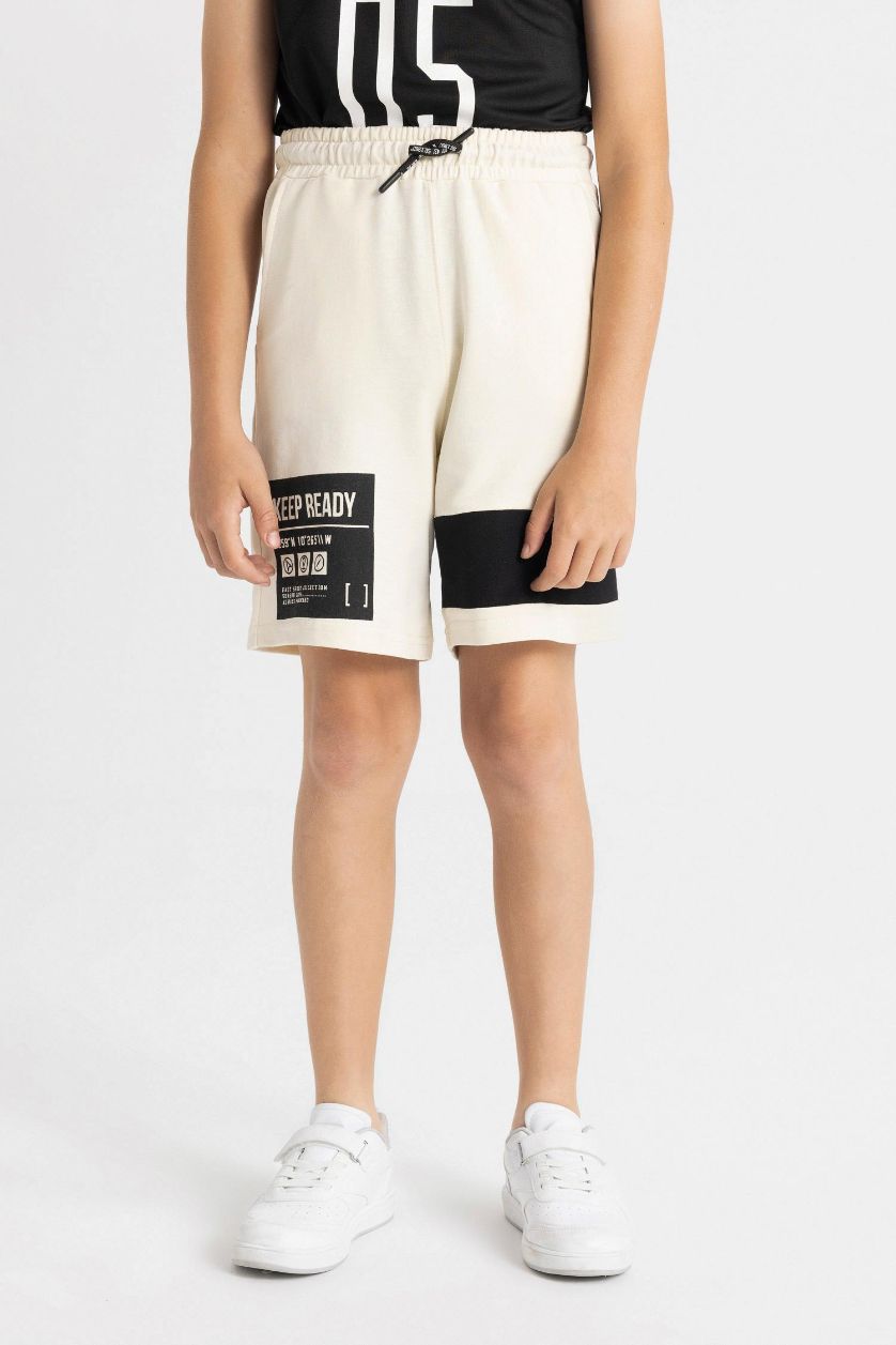 Erkek Çocuk - Genç Erkek Ekru Erkek Çocuk Baskılı Şort