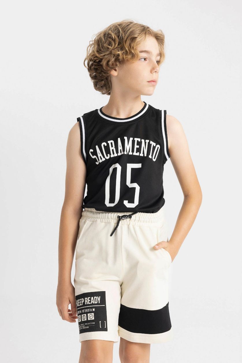 Erkek Çocuk - Genç Erkek Ekru Erkek Çocuk Baskılı Şort