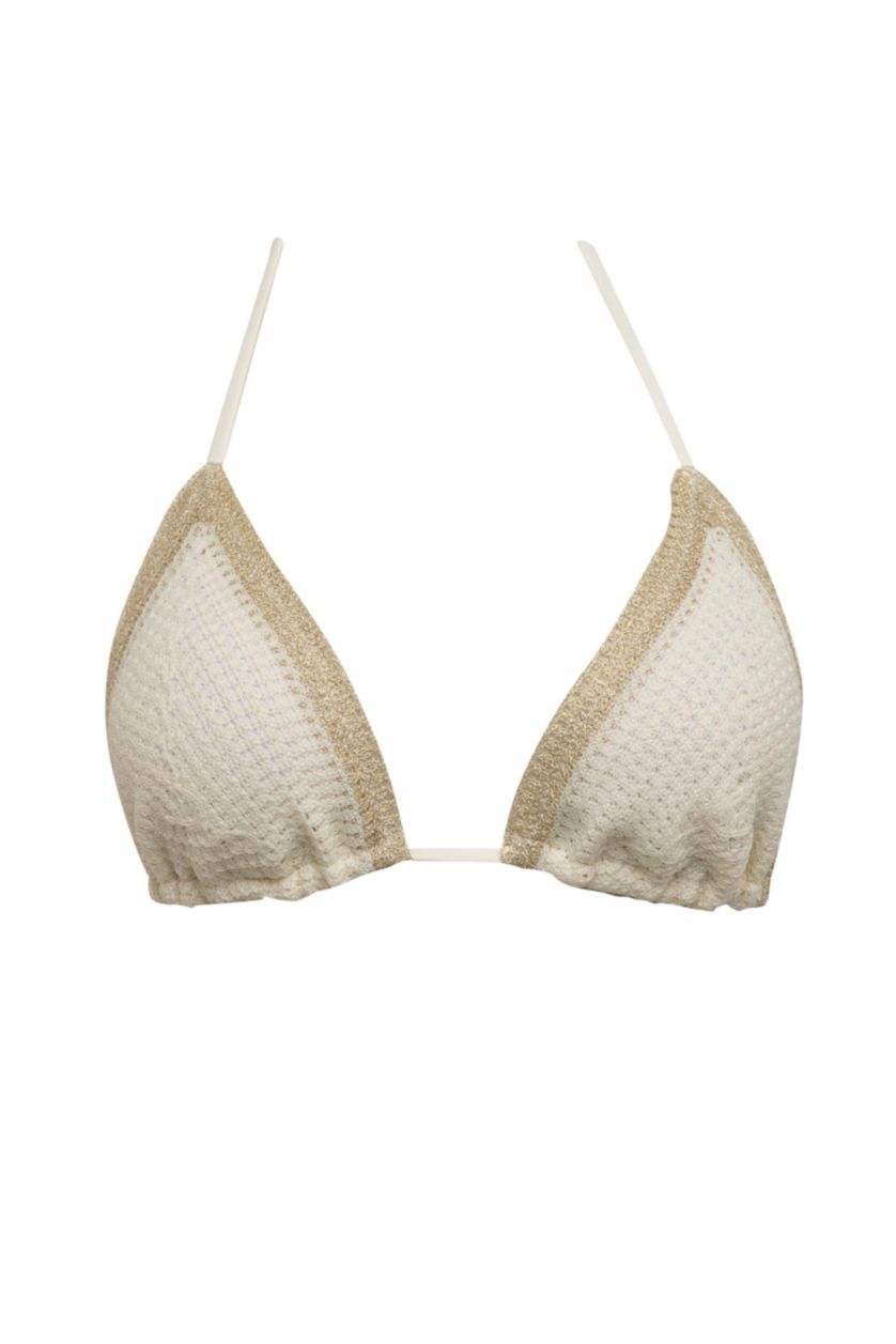 WOMAN Ecru Regular Fit Knitwear Bikini Top