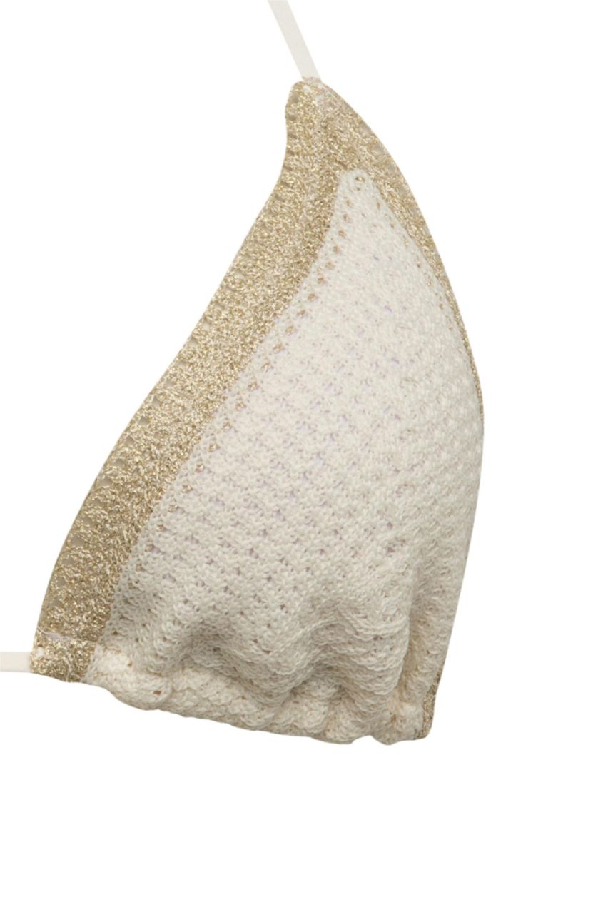 WOMAN Ecru Regular Fit Knitwear Bikini Top