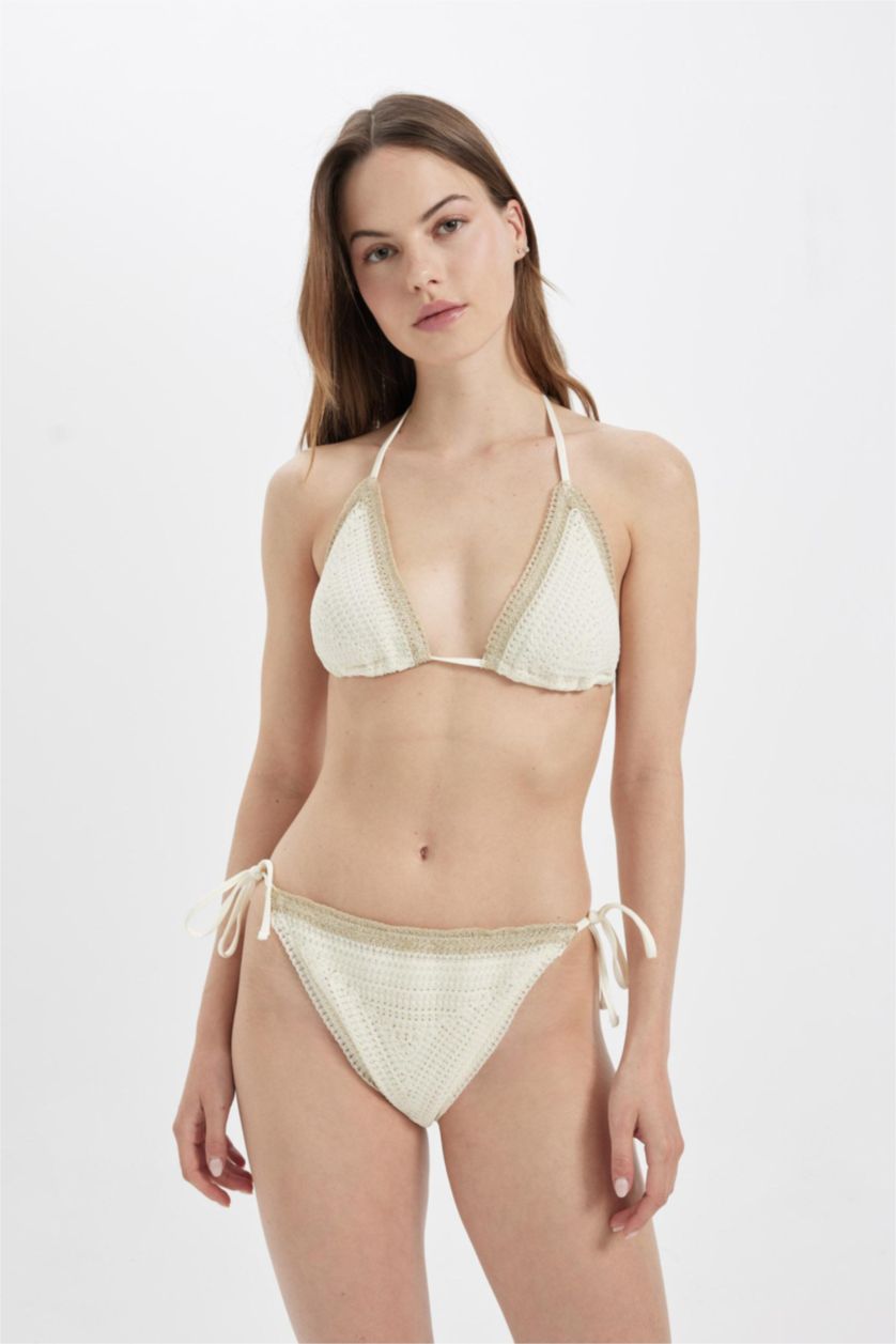 WOMAN Ecru Regular Fit Knitwear Bikini Bottom