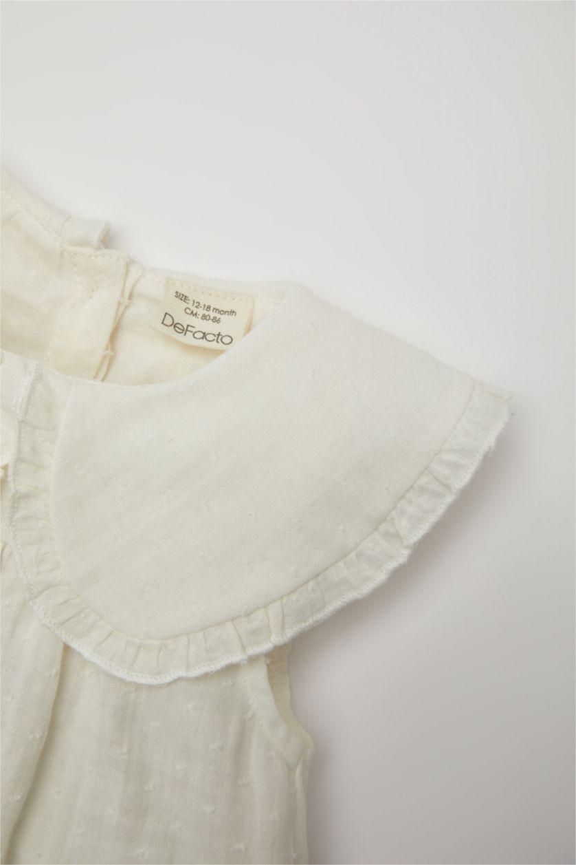 BABY GIRL Ecru Baby Girl Big Collar Short Sleeve Shirt