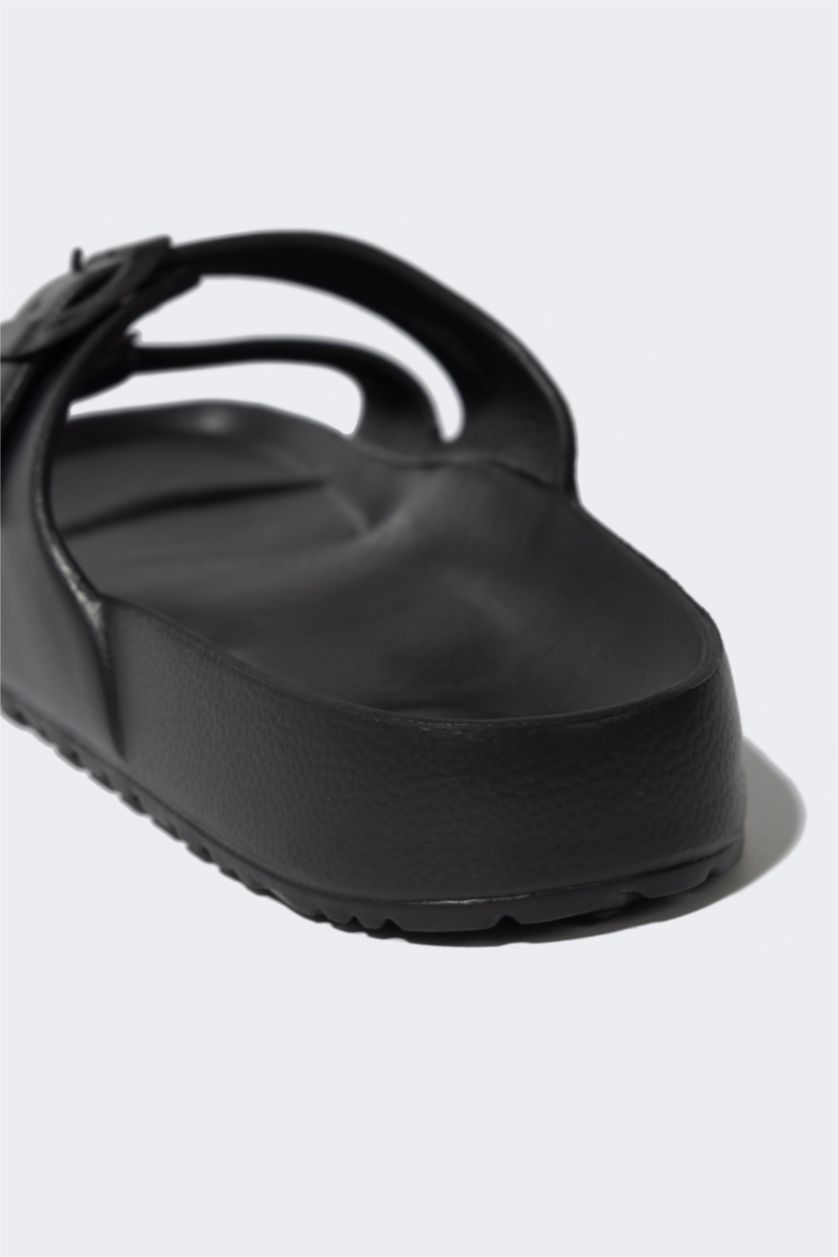 Erkek Siyah Erkek Düz Taban Çift Bantlı Eva Terlik