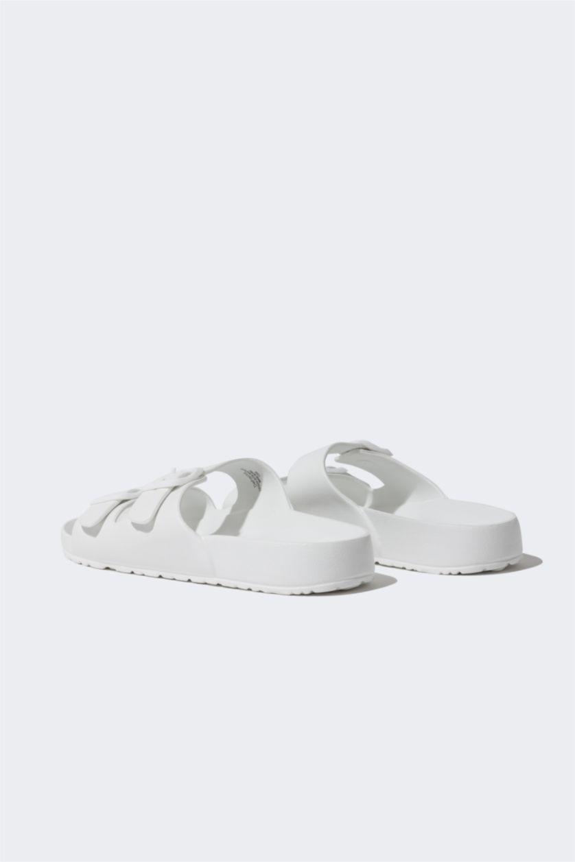 Erkek Beyaz Erkek Düz Taban Çift Bantlı Eva Terlik