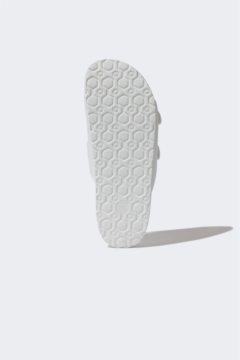 Erkek Beyaz Erkek Düz Taban Çift Bantlı Eva Terlik