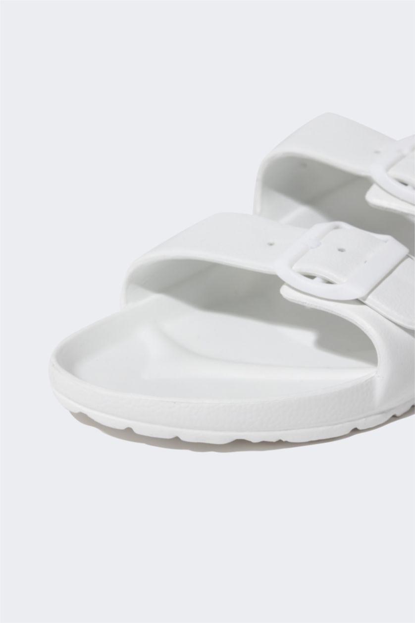 Erkek Beyaz Erkek Düz Taban Çift Bantlı Eva Terlik