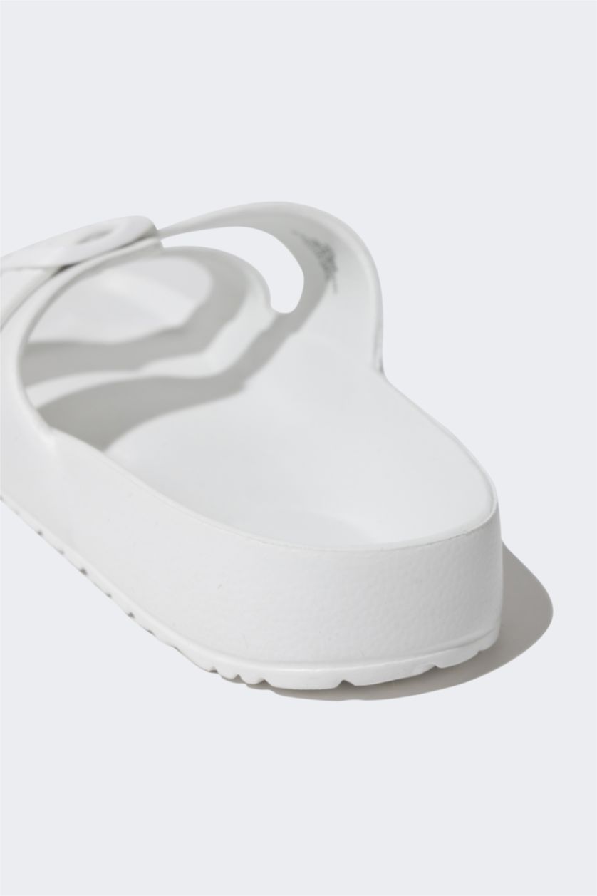 Erkek Beyaz Erkek Düz Taban Çift Bantlı Eva Terlik