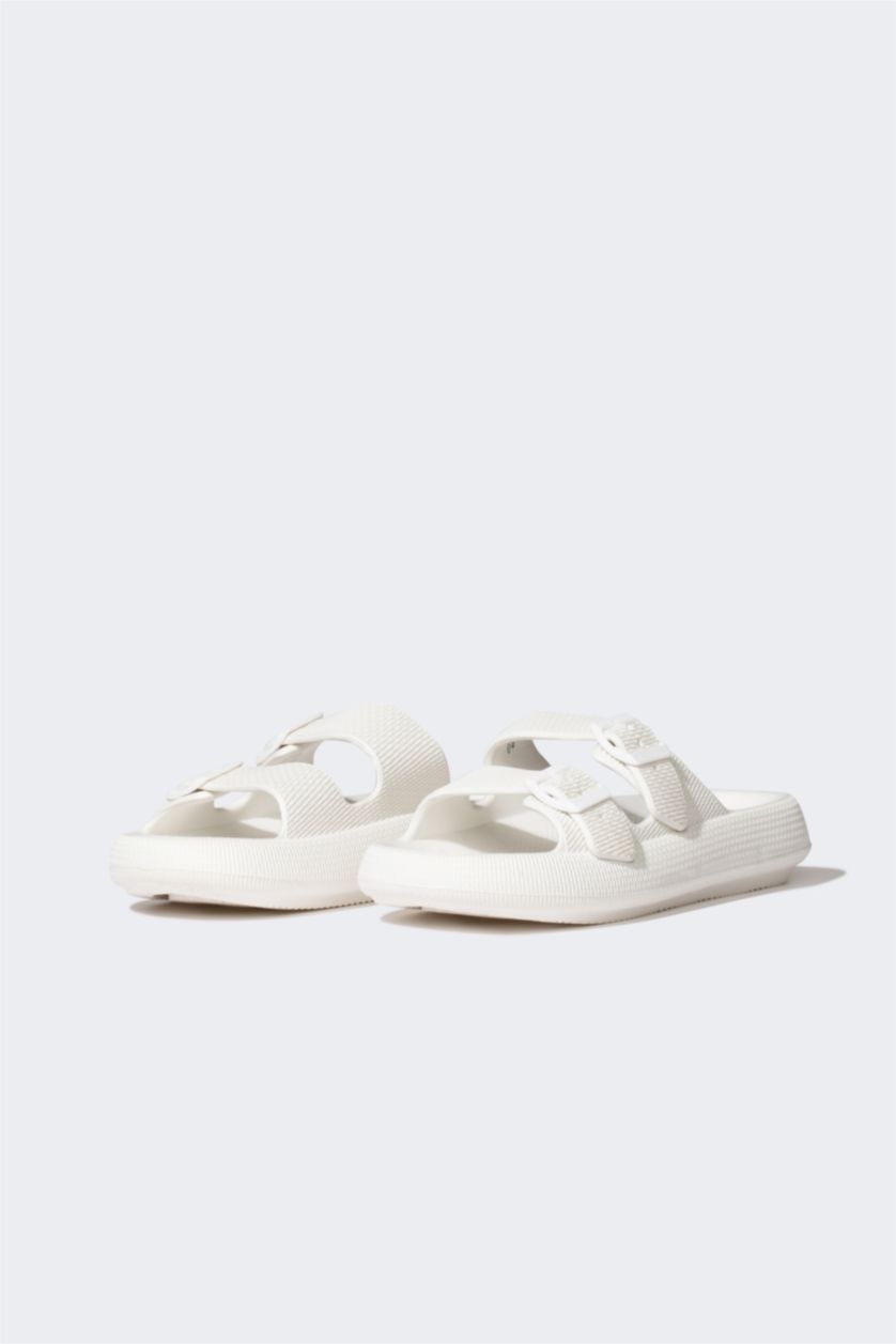 Men White Man High Sole Double Banded Eva Slippers