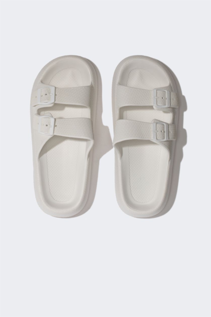 Men White Man High Sole Double Banded Eva Slippers