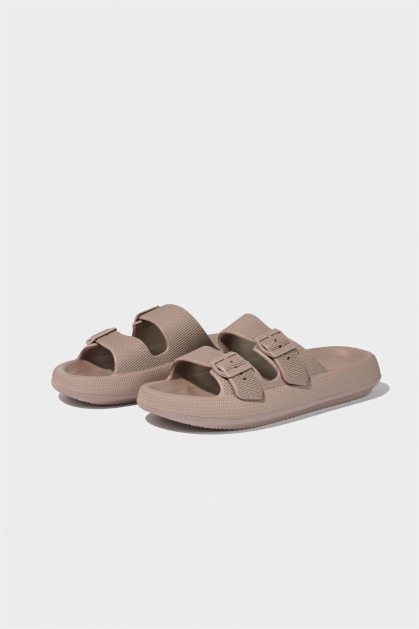 Erkek Koyu Vizon Erkek Yüksek Taban Çift Bantlı Eva Terlik